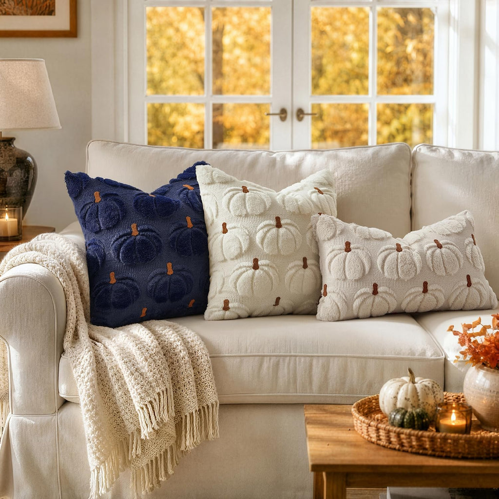 MIULEE Fall Pumpkin Pillow Covers Fall Decor Beige Brown Stem 18x18