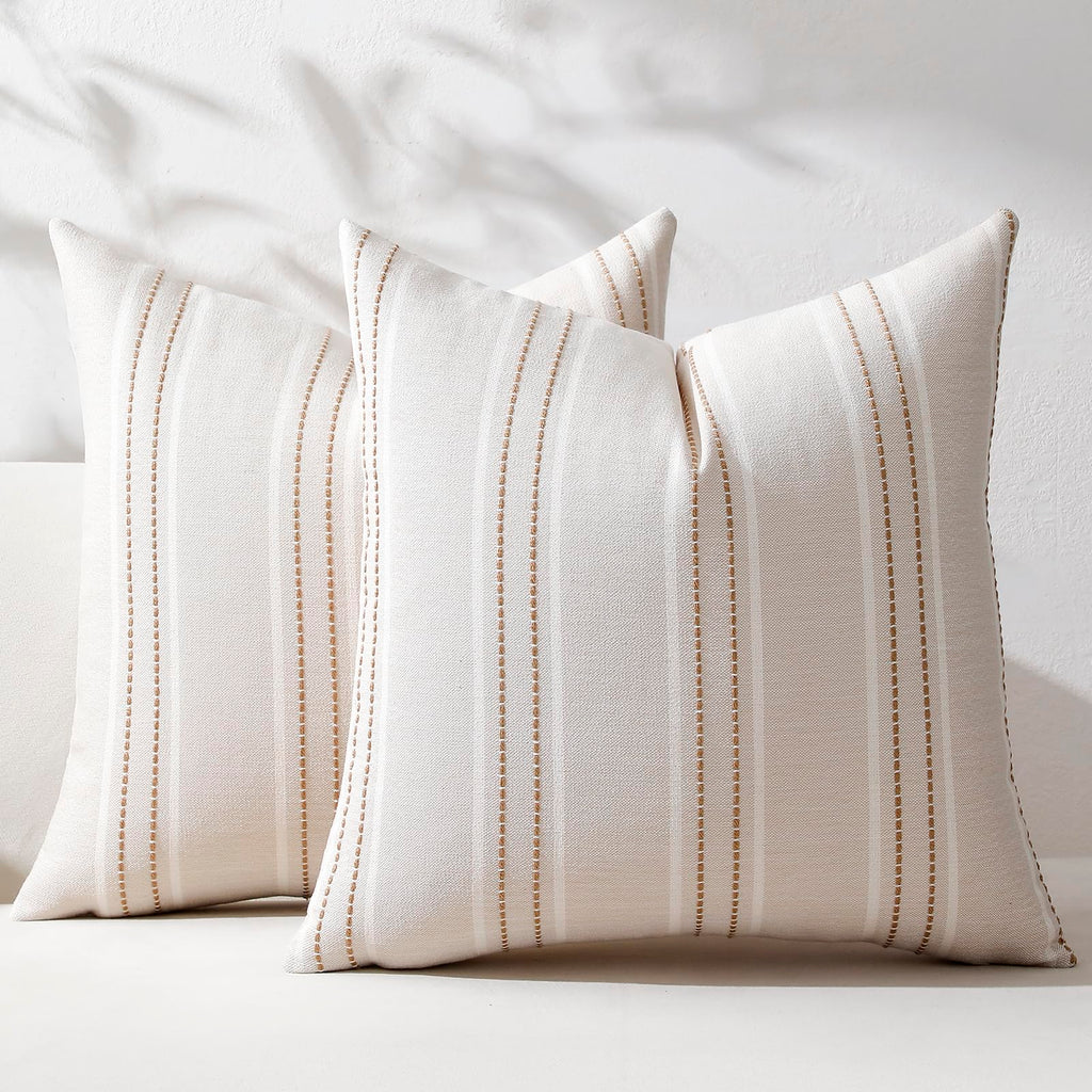 Hckot Decorative Throw Pillow Covers 20x20 Set of 2 Striped Pillow Covers