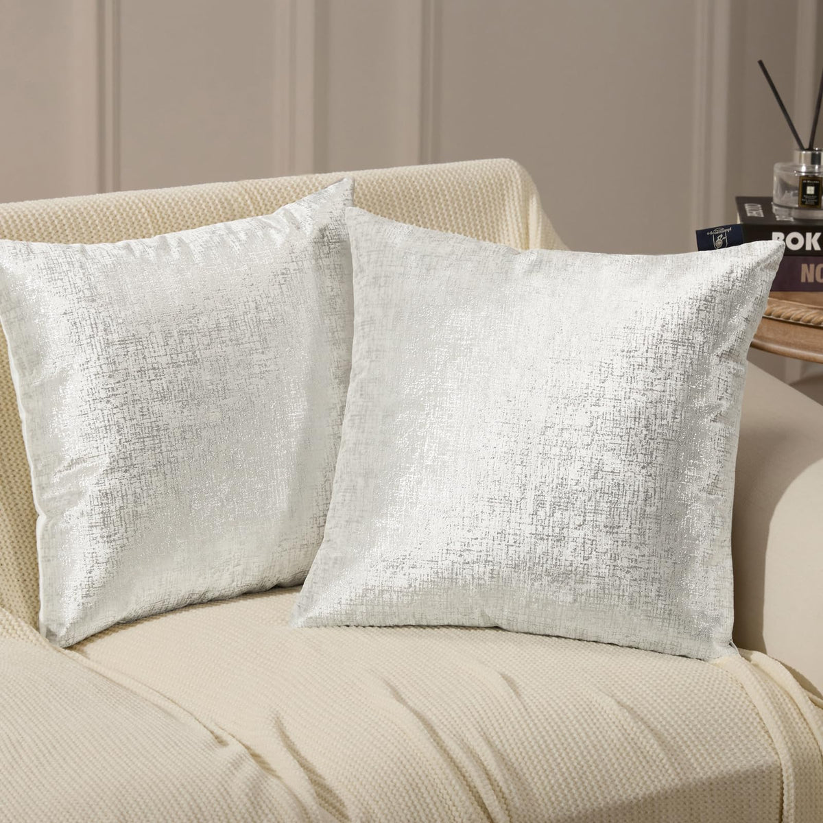 Phantoscope Pack of 2 Sparkling Velvet Geometric-pattern Throw Decorative Pillow Cover Soft Gold Glitter Square Cushion Cover Pillowcase for Couch Bed and Chair, Dark Brown, 18 x 18 inches, 45 x 45 cm