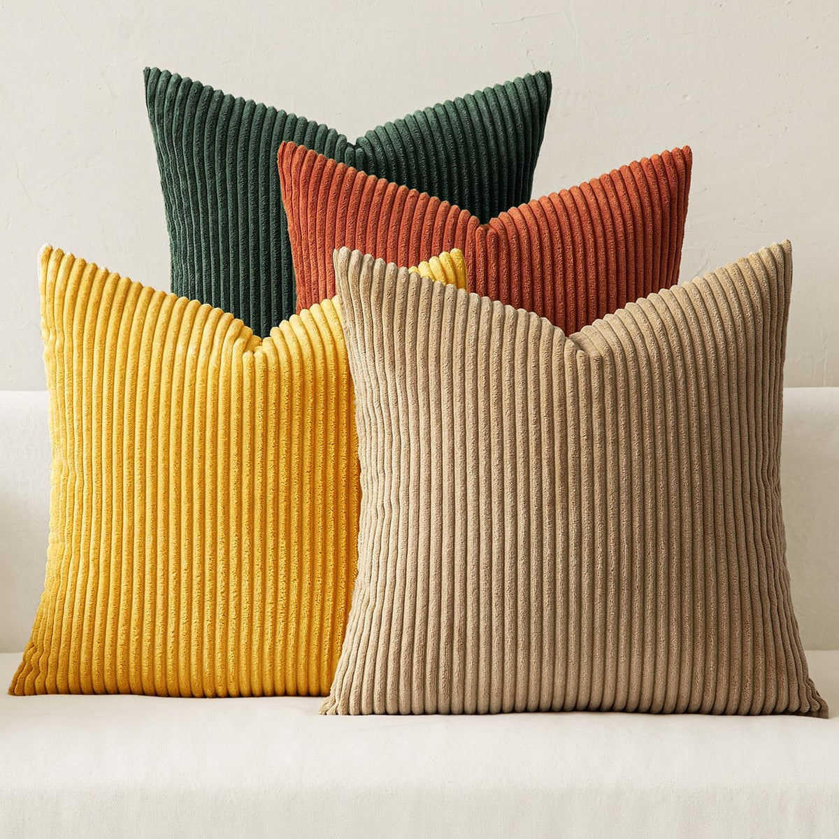 MIULEE Soft Corduroy Decorative Throw Pillow Covers Orange Teal 18x18