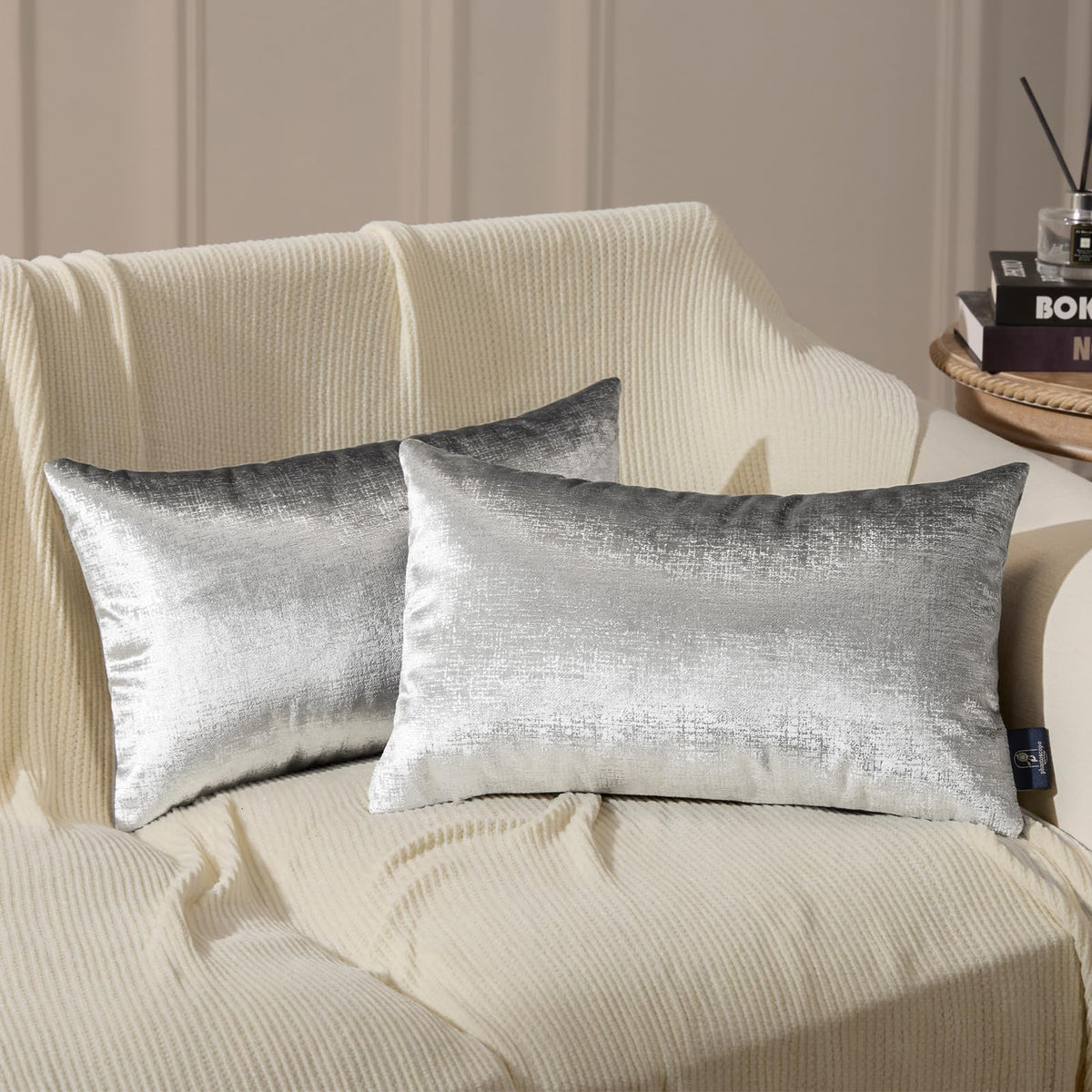 Phantoscope Pack of 2 Sparkling Velvet Geometric-pattern Throw Decorative Pillow Cover Soft Gold Glitter Square Cushion Cover Pillowcase for Couch Bed and Chair, Dark Brown, 18 x 18 inches, 45 x 45 cm