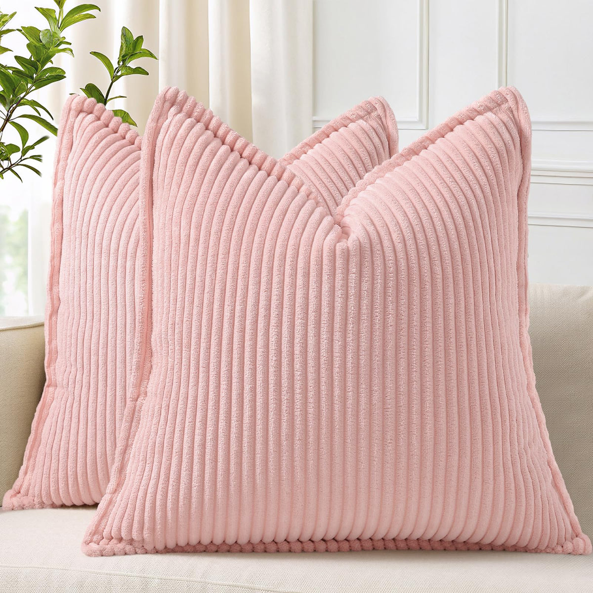 decorUhome Fall Corduroy Navy Blue Throw Pillow Covers 24x24 Set of 2