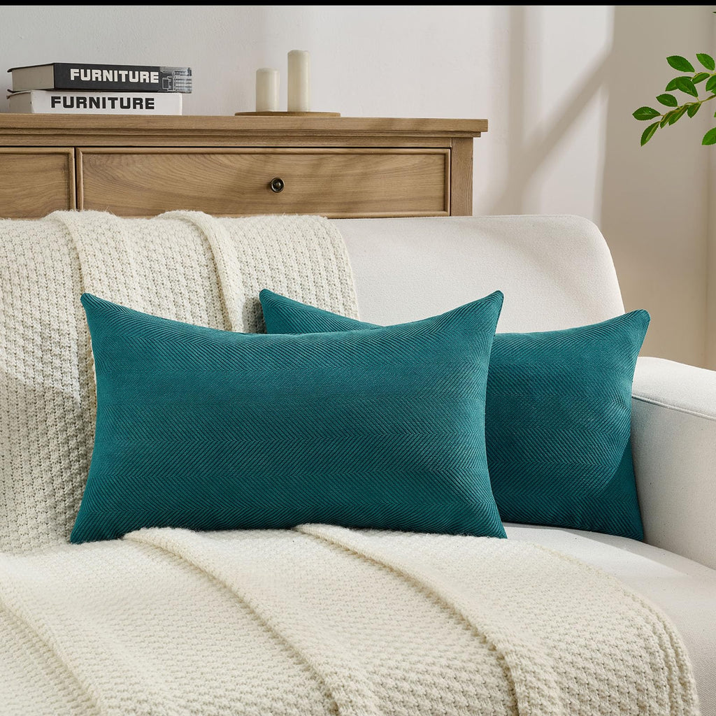 FUTEI Pack of 2 Chenille Throw Pillow Covers 18x18 Inch, Black