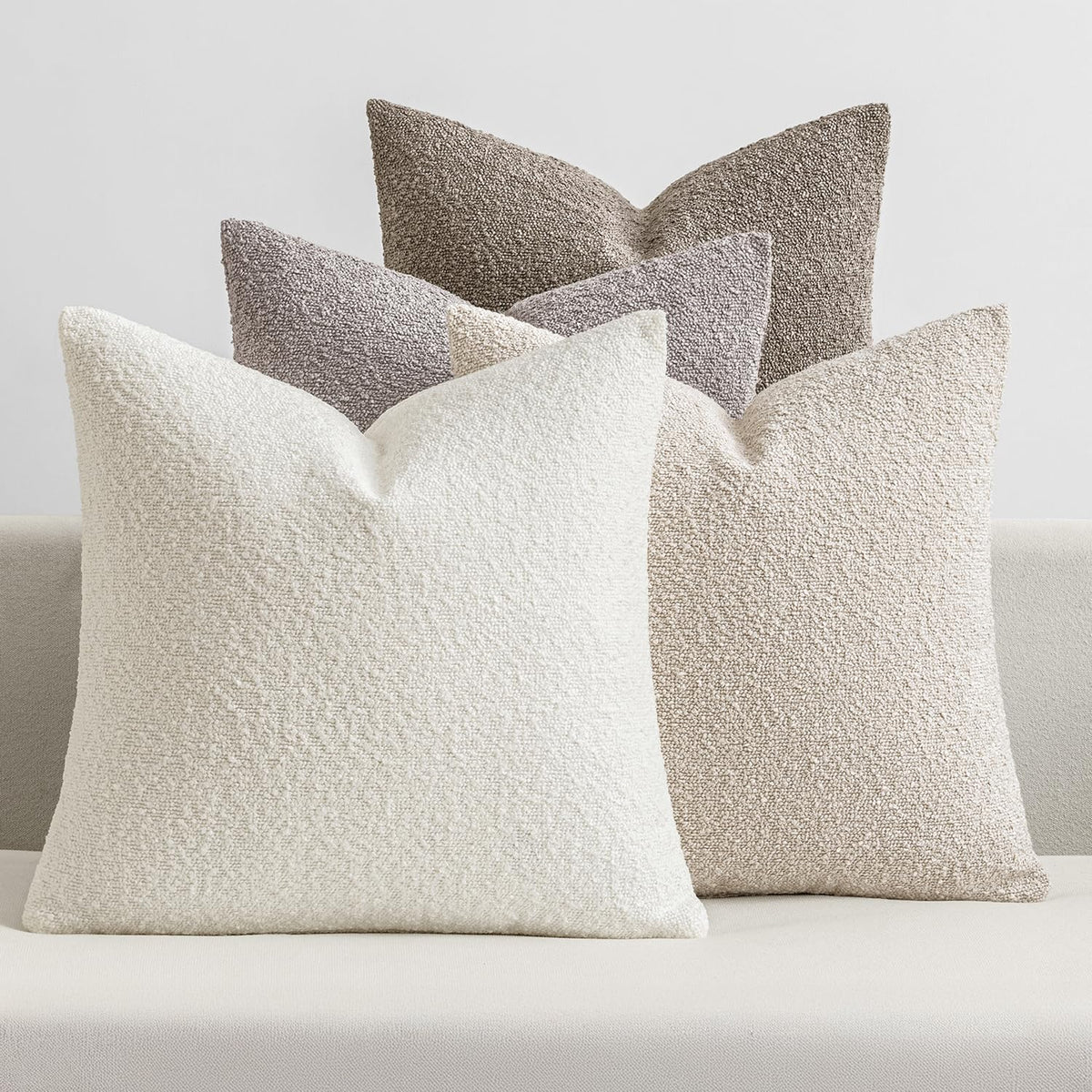MIULEE Fall Decorative Boucle Throw Pillow Covers 18x18 Rustic Set of 4