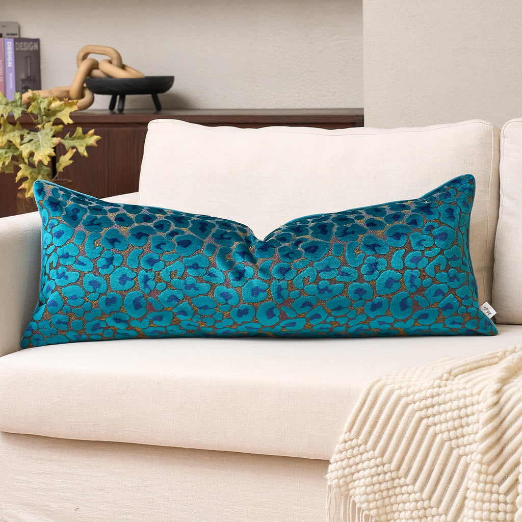 Alerfa Green Brown Floral Throw Pillow Cover 18 x 18 Inch Cut Velvet Sqaure Luxury Decorative Pillow Cover for Couch Living Room Bedroom