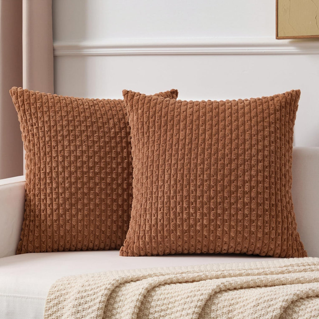 Kevin Textile Soft Corduroy 18x18 Inch Pillow Covers 2 Pack, Sage Green