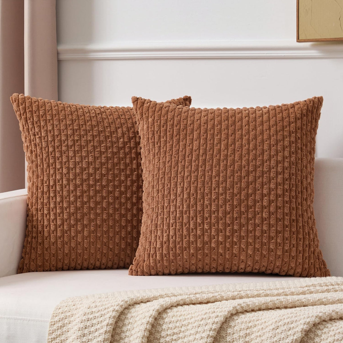 Kevin Textile Soft Corduroy 18x18 Inch Pillow Covers 2 Pack, Sage Green