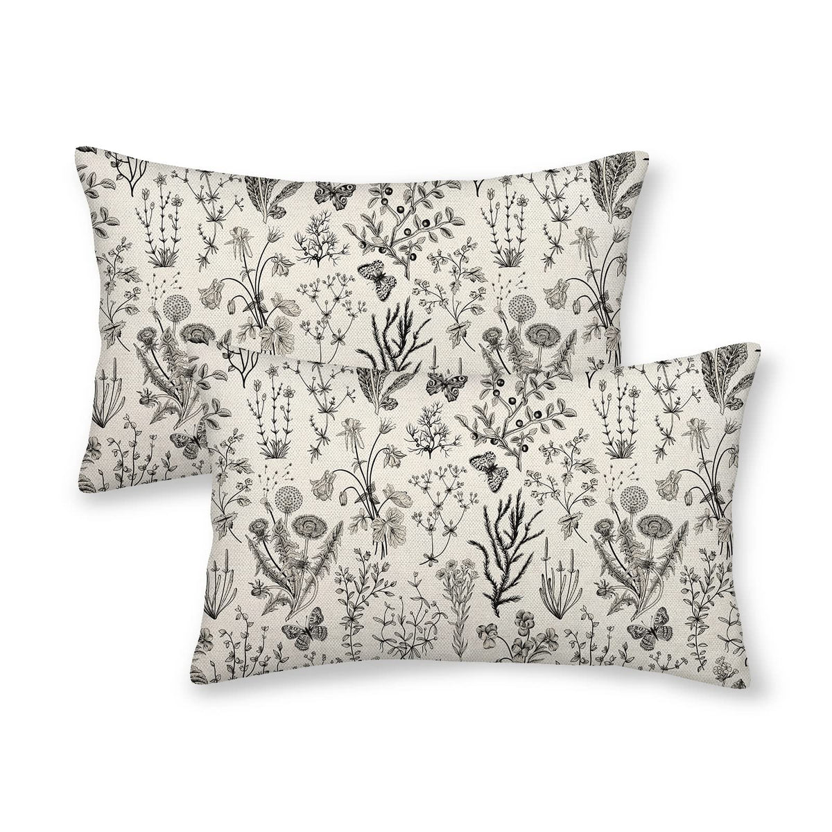 Spring Sage Green Wild Flower Pillow Covers 18x18 Set of 2