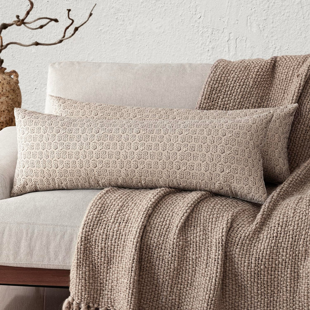 Foindtower Decorative Floral Print Throw Pillow Covers 20×20 Inch,Tan Taupe