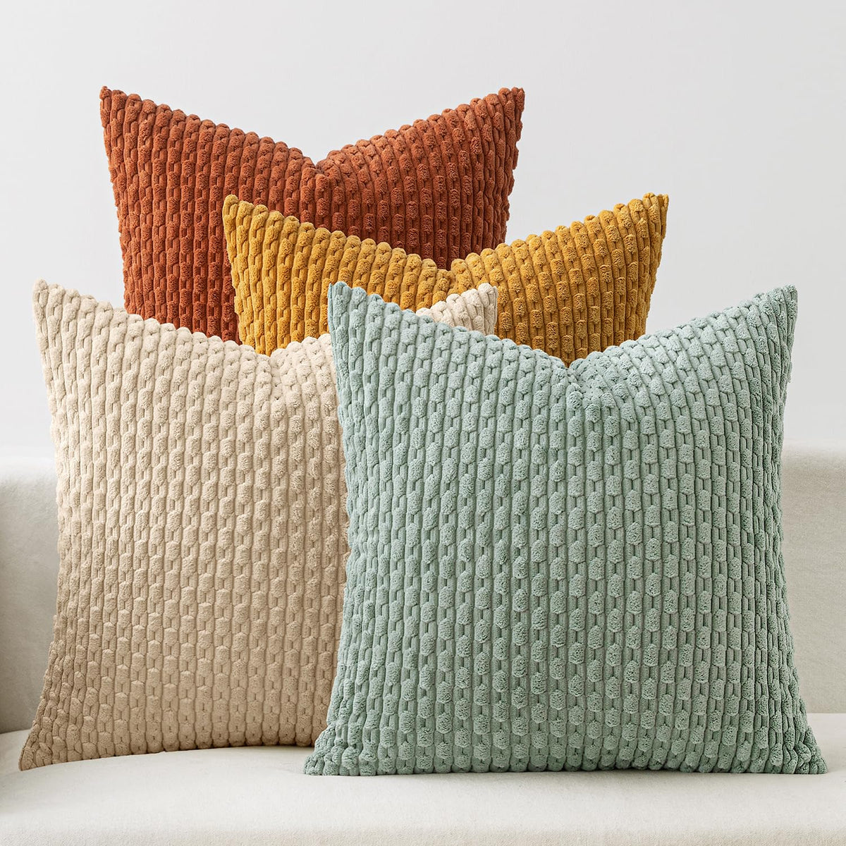 MIULEE Fall Burnt Orange Decorative Throw Pillow Covers 18x18 Set of 4