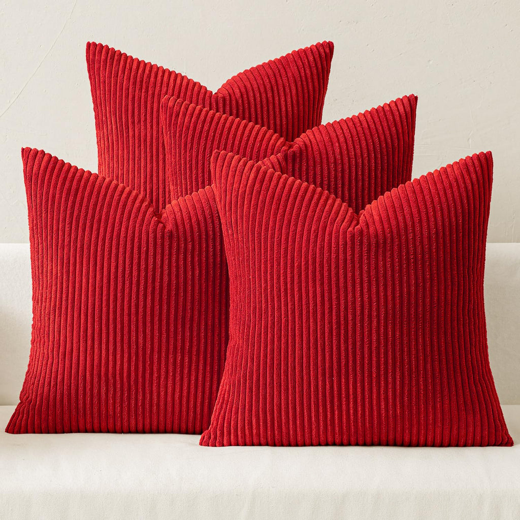 MIULEE Soft Corduroy Decorative Throw Pillow Covers Orange Teal 18x18