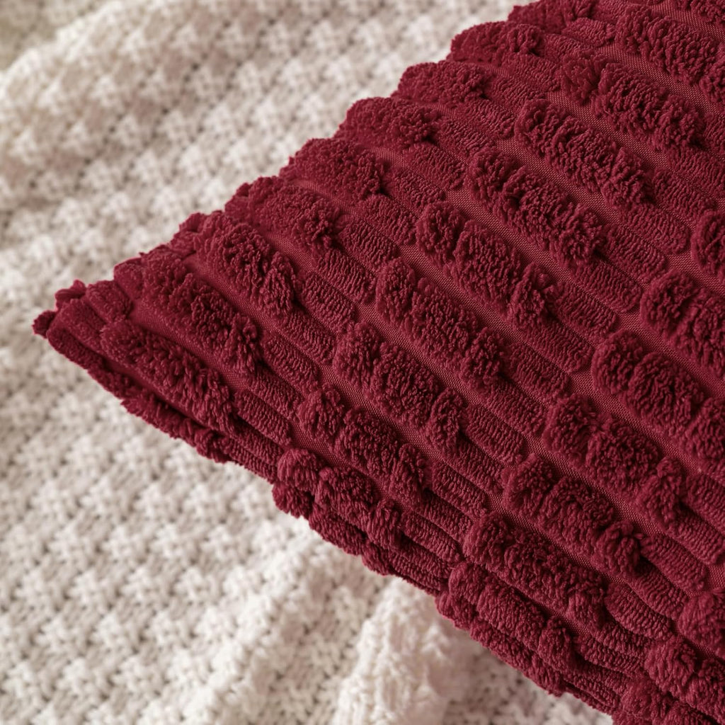 MIULEE Christmas Corduroy Decorative Throw Pillow Covers 18x18 Burgundy
