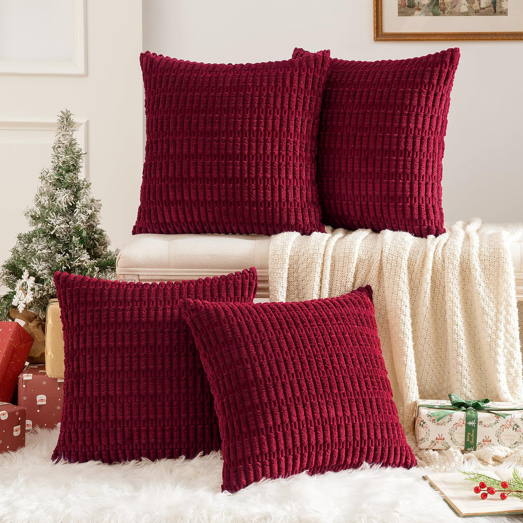 MIULEE Pack of 4 Corduroy Decorative Throw Pillow Covers 18x18 Inch Brown