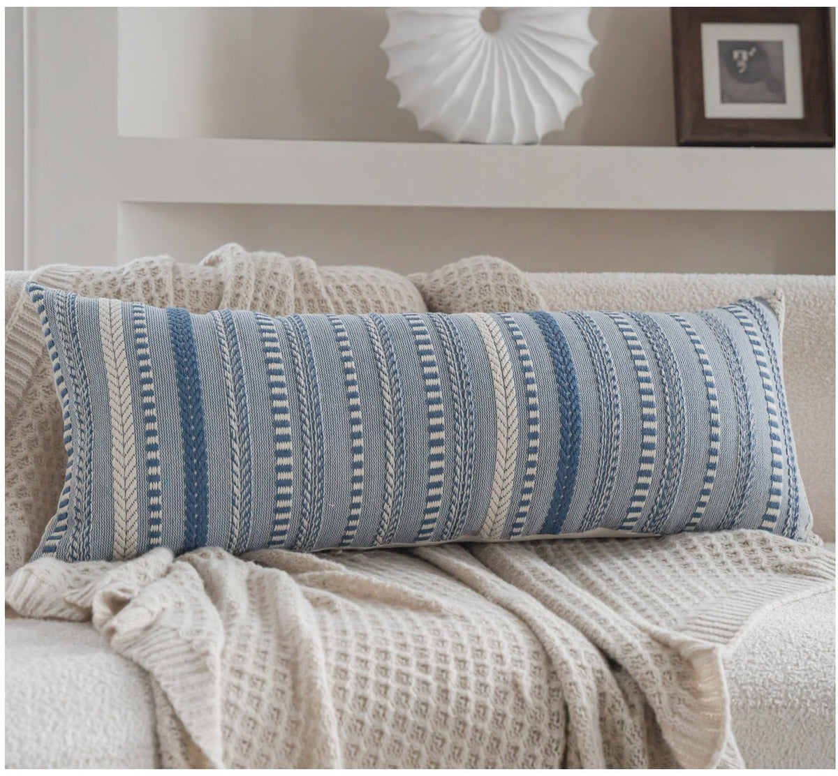 Cethom Boho Throw Pillow Covers 18x18 Inch Set of 2, Farmhouse Decorative Couch Pillow Cases, Navy Blue Accent Pillows of Bed, Sofa Bedroom Living Room Home Decor Cushion Cover