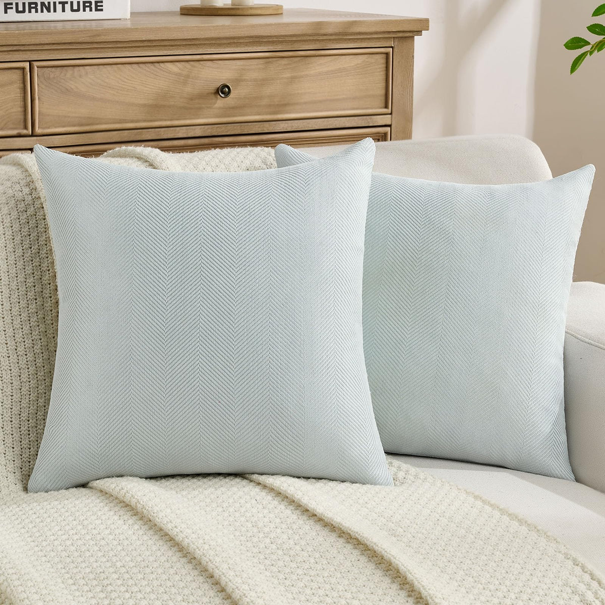 FUTEI Pack of 2 Chenille Throw Pillow Covers 18x18 Inch, Black