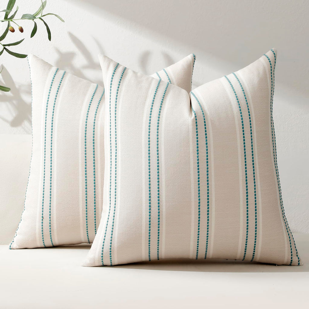 Hckot Decorative Throw Pillow Covers 20x20 Set of 2 Striped Pillow Covers