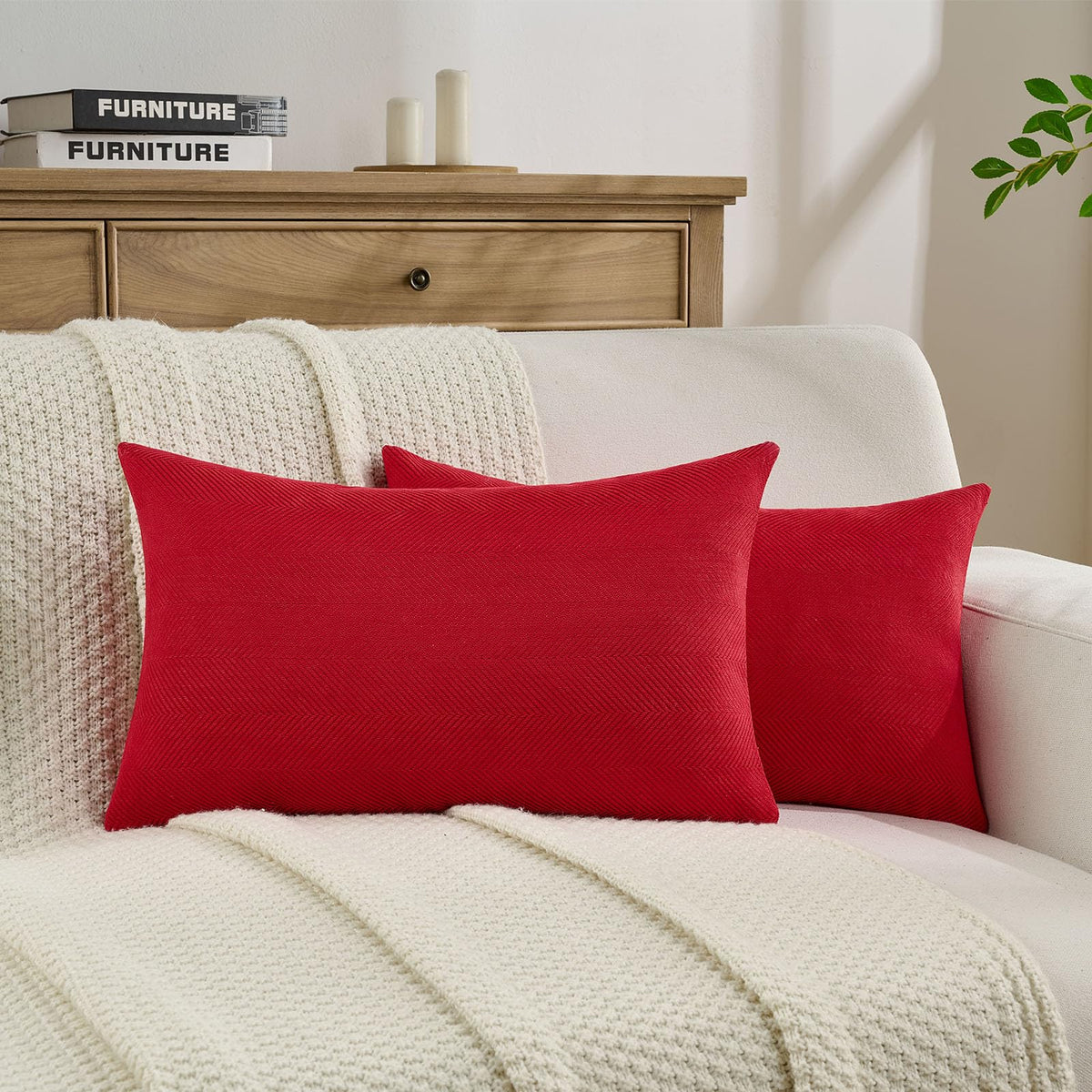 FUTEI Pack of 2 Chenille Throw Pillow Covers 18x18 Inch, Black