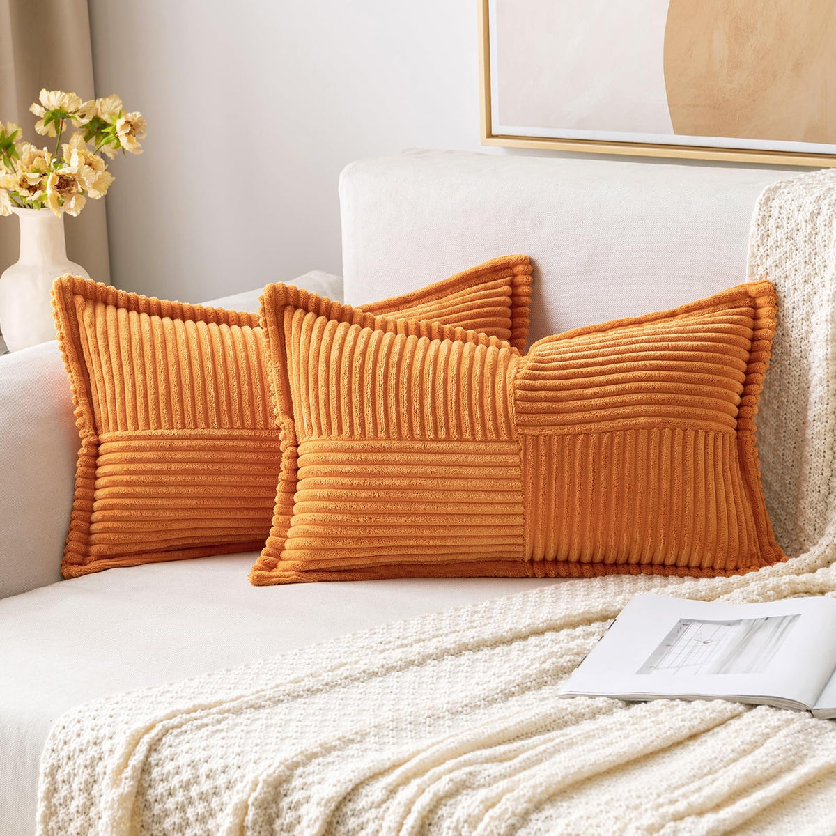 MIULEE Fall Rust Decorative Throw Pillow Covers for Couch 18x18 Inch
