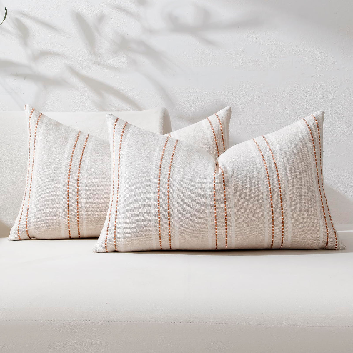 Hckot Decorative Throw Pillow Covers 20x20 Set of 2 Striped Pillow Covers