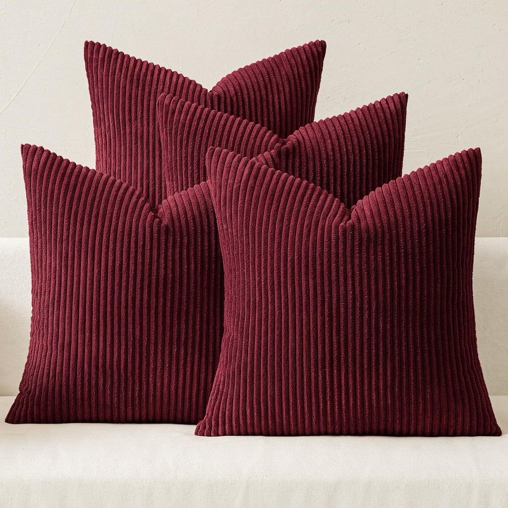 MIULEE Soft Corduroy Decorative Throw Pillow Covers Orange Teal 18x18