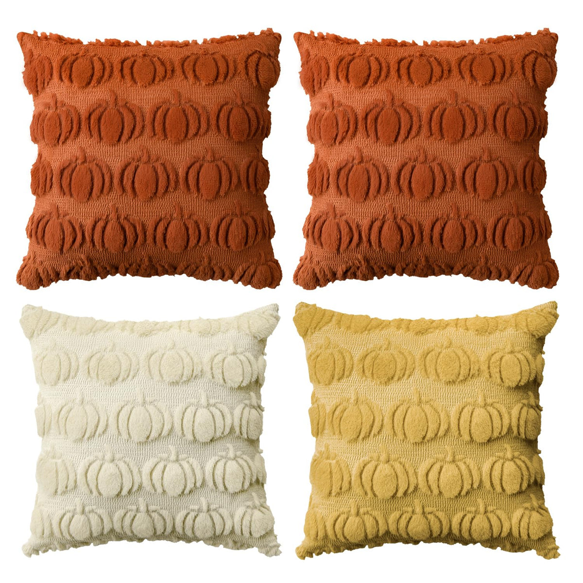 AVOIN colorlife Beige Fall Pumpkin Throw Pillow Covers 18x18 Inch