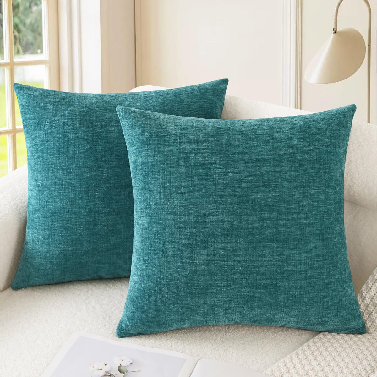 CaliTime Decorative Couch Throw Pillow Covers 18 X 18 Inches Medium Grey
