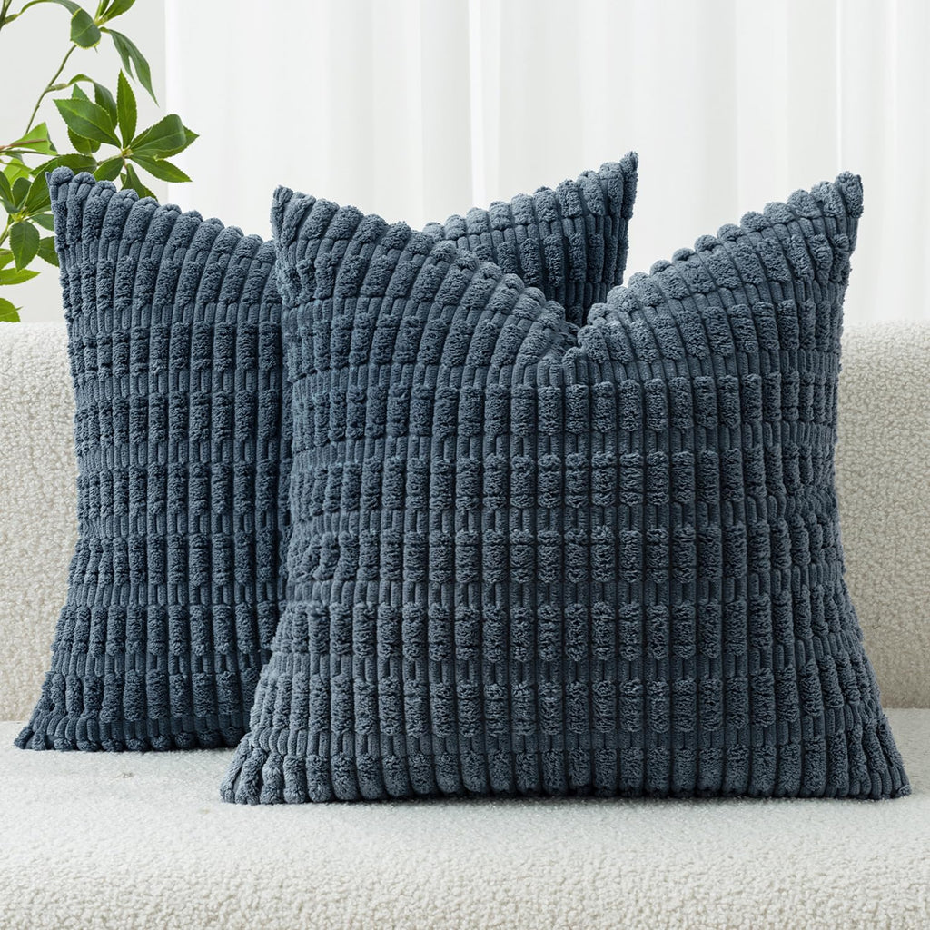 MIULEE Christmas Corduroy Decorative Throw Pillow Covers 18x18 Burgundy