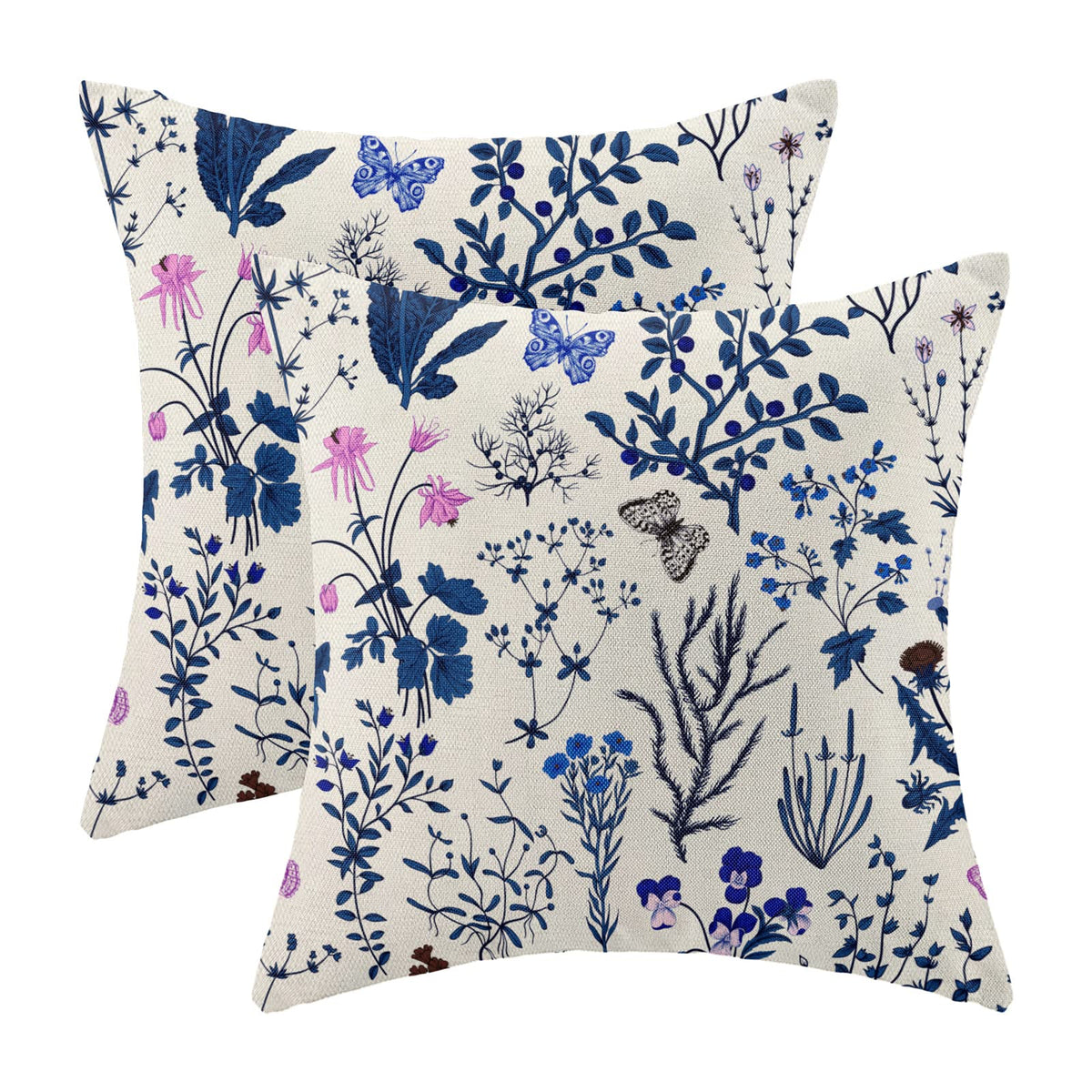 Spring Sage Green Wild Flower Pillow Covers 18x18 Set of 2