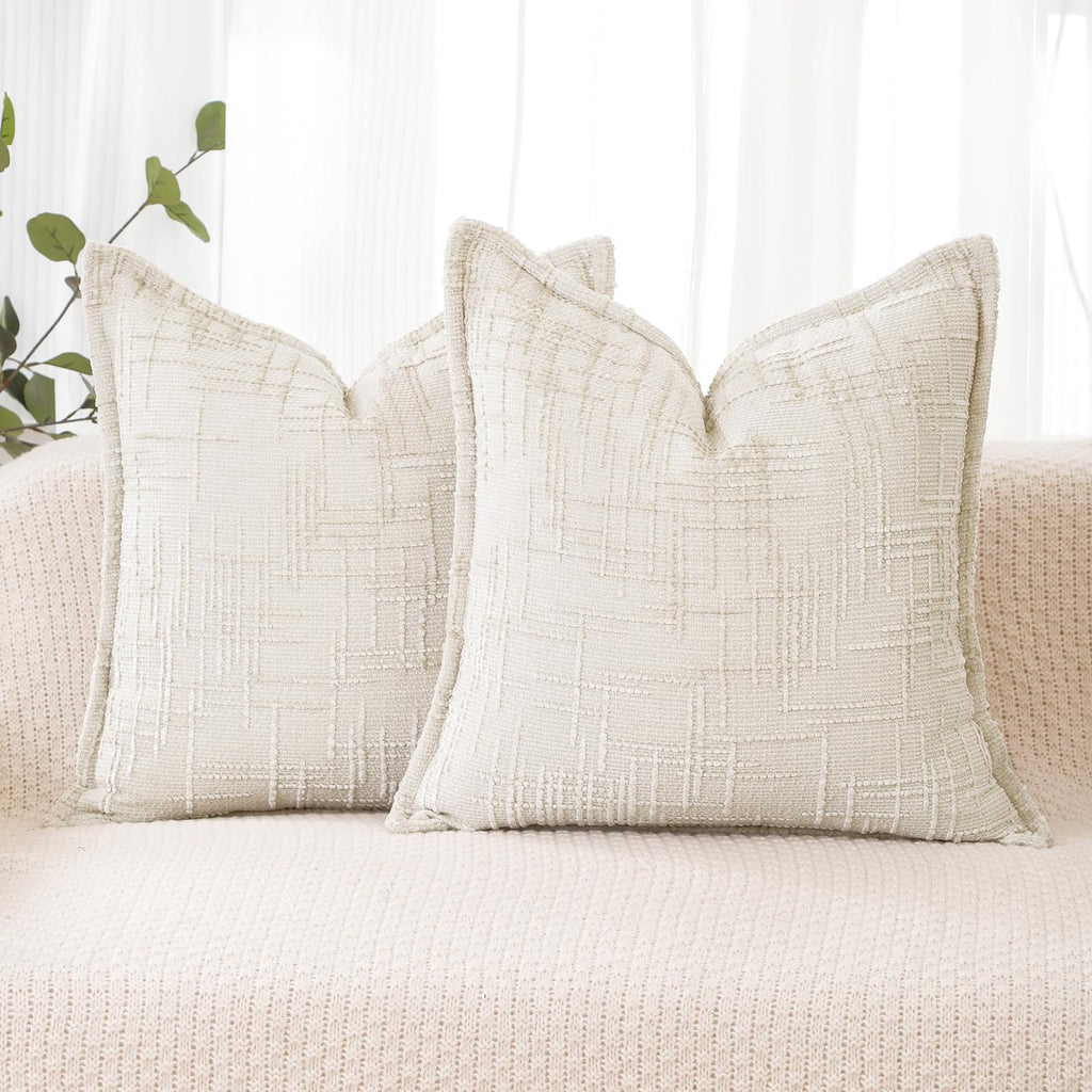 HPUK Throw Pillow Covers 18x18 Set of 4, Blue Patterned & Solid Covers