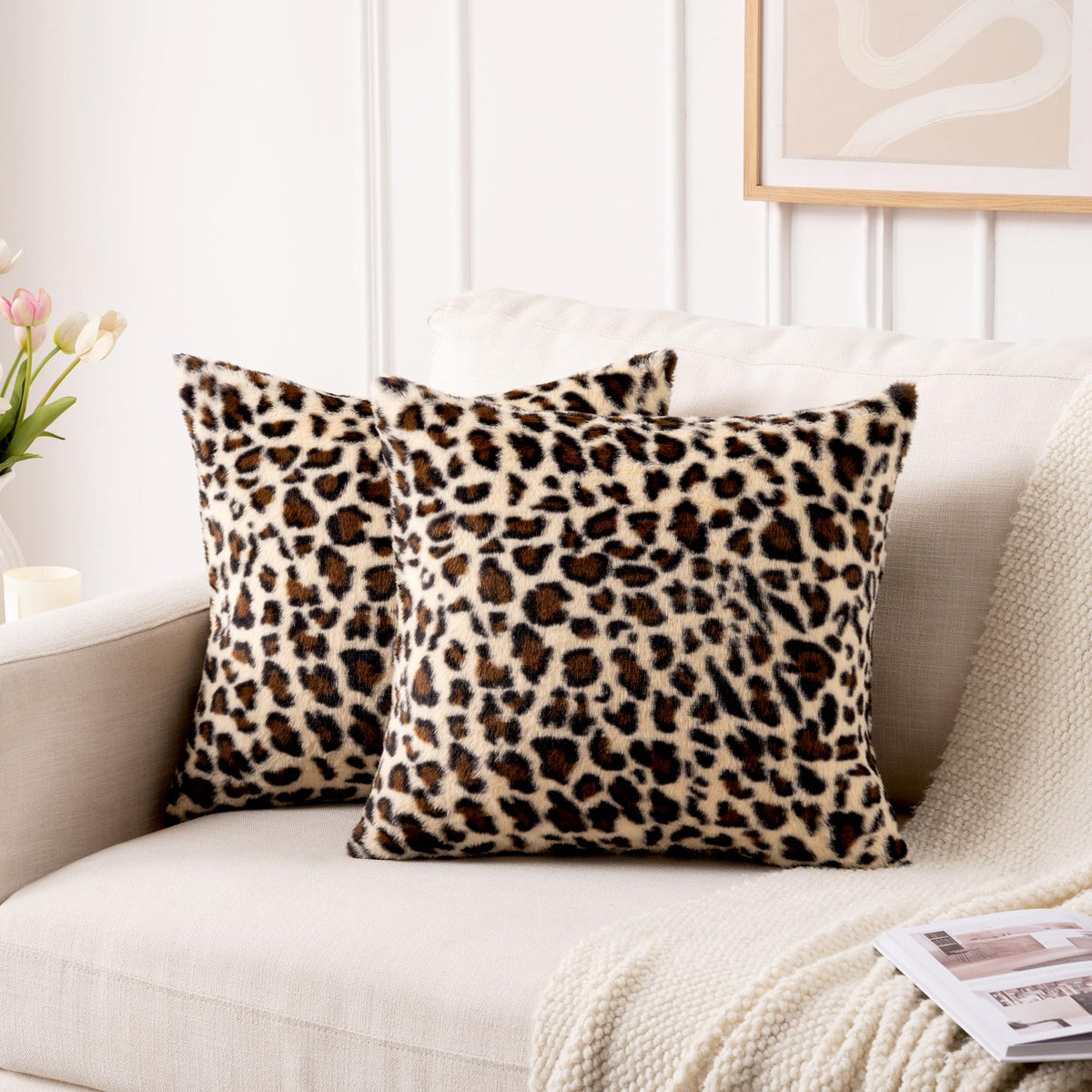 GALMAXS7 Cheetah Pillow Covers Leopard Throw Pillow Covers Set of 2, 18x18