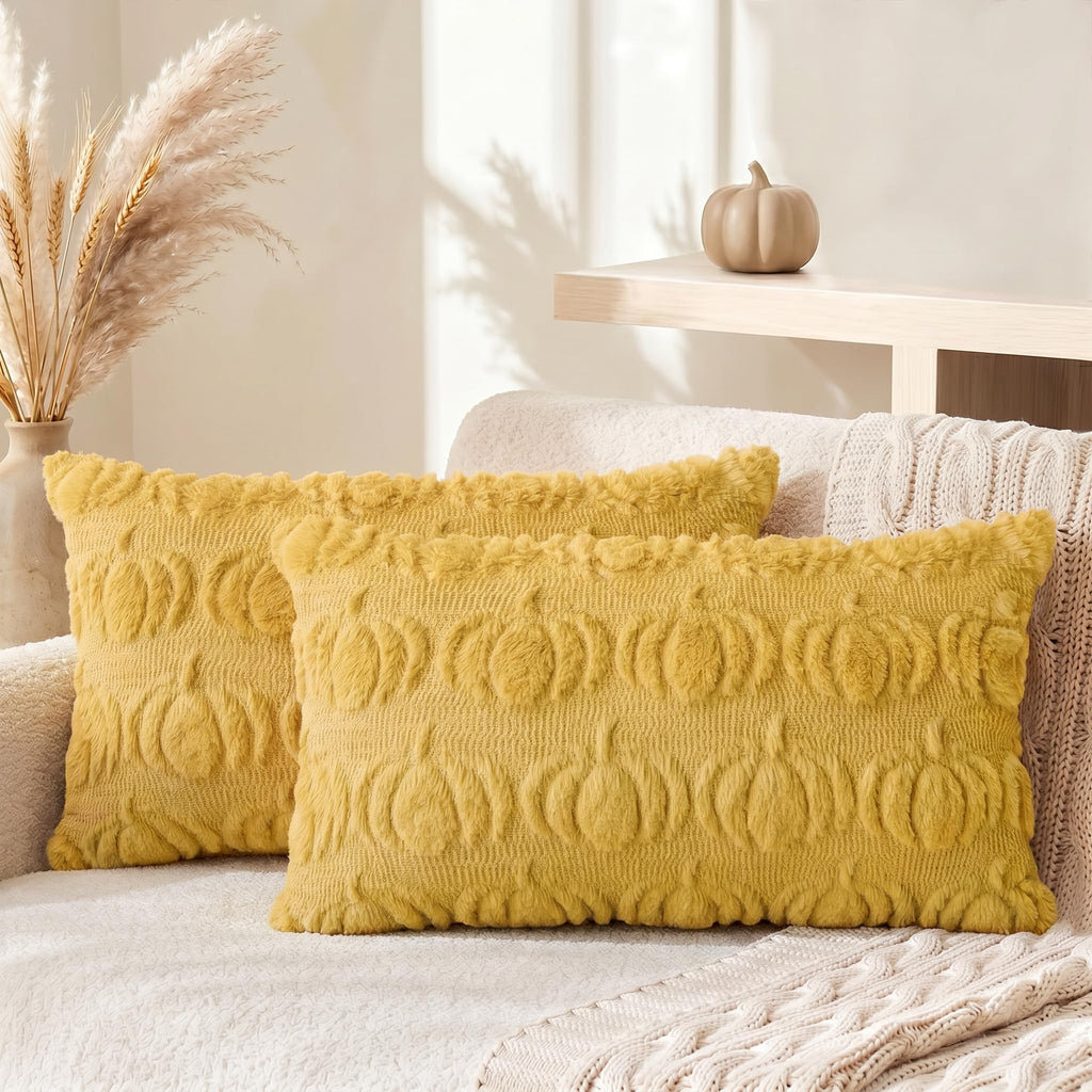 AVOIN colorlife Beige Fall Pumpkin Throw Pillow Covers 18x18 Inch