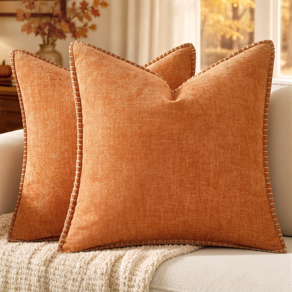MIULEE Fall Decorative Couch Throw Pillow Covers 18x18 Inch Burnt Orange