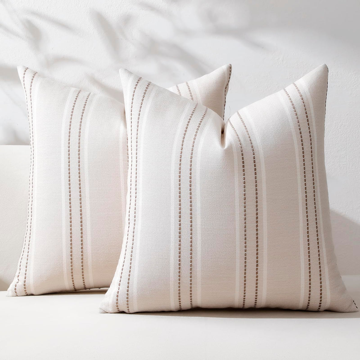 Hckot Decorative Throw Pillow Covers 20x20 Set of 2 Striped Pillow Covers
