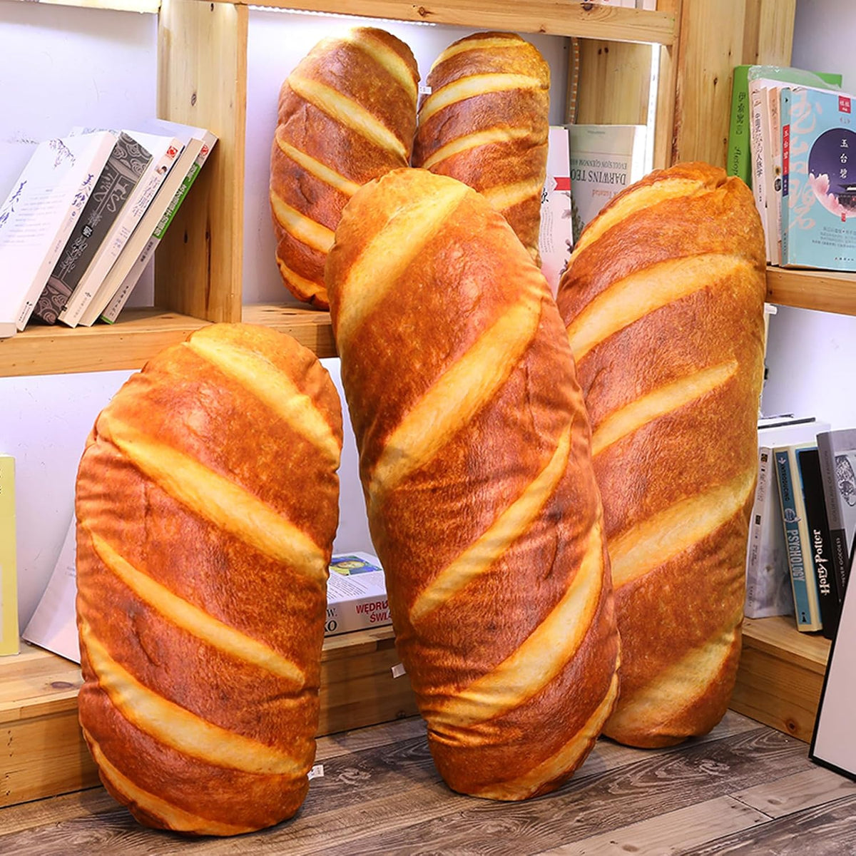 Levenkeness 3D Simulation Bread Shape Plush Pillow,Soft Butter Toast Bread Food Cushion Stuffed Toy for Home Decor 31.4"