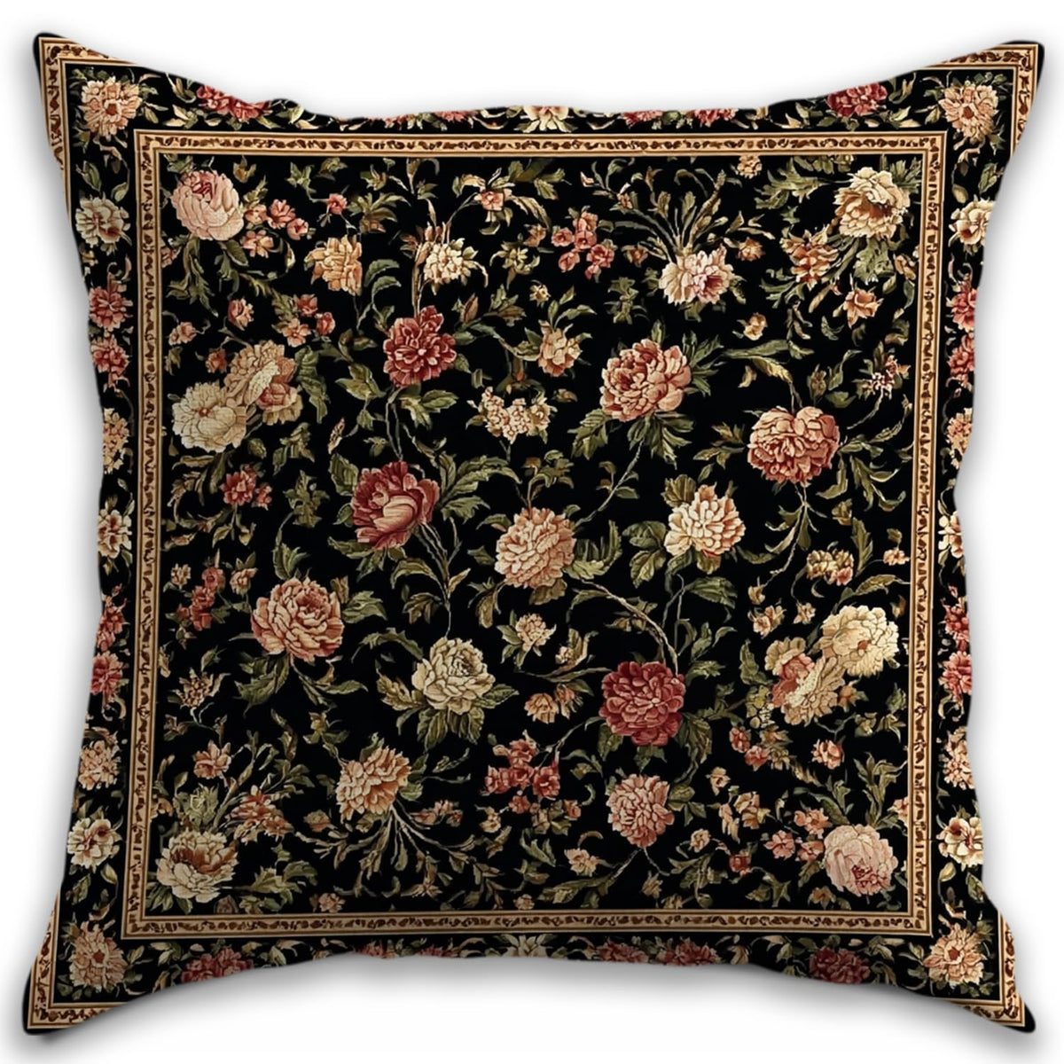 Bohemian Pillow Covers | Vintage Floral & Carpet Design | Double Sided Blue White Decorative Pillowcases for Couch, Bed | Indoor Outdoor Boho Home Decor (Blue&Brown, 18x18inches)