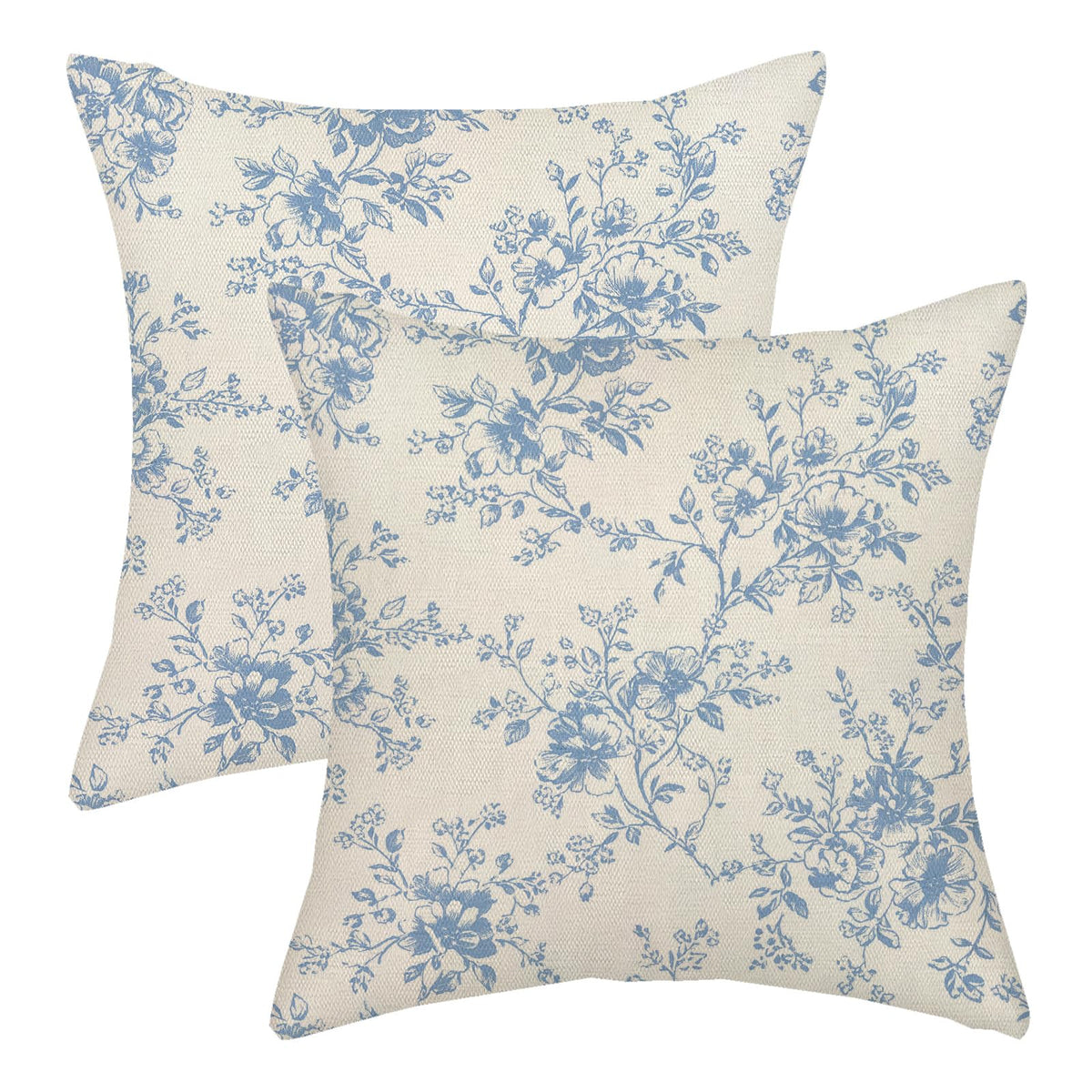Chinoiserie Pillow Covers 18x18 Set of 2 Blue Green Bird Floral Throw Pillows Vintage Blue Flowers Decorations Outdoor Pillowcase Chinoiserie Decor Farmhouse Linen Cushion Case for Couch Home