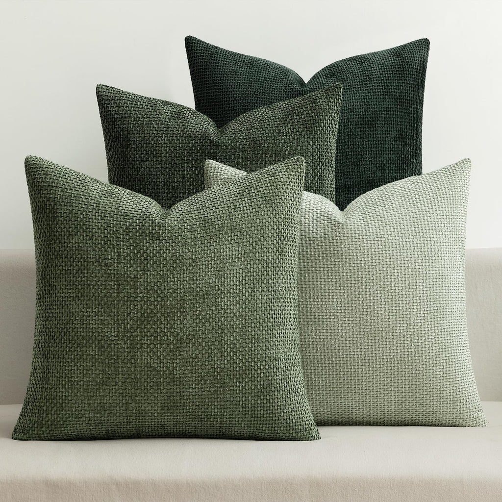 MIULEE Soft Decorative Chenille Pillow Covers Blue Series 18x18 Pack of 4