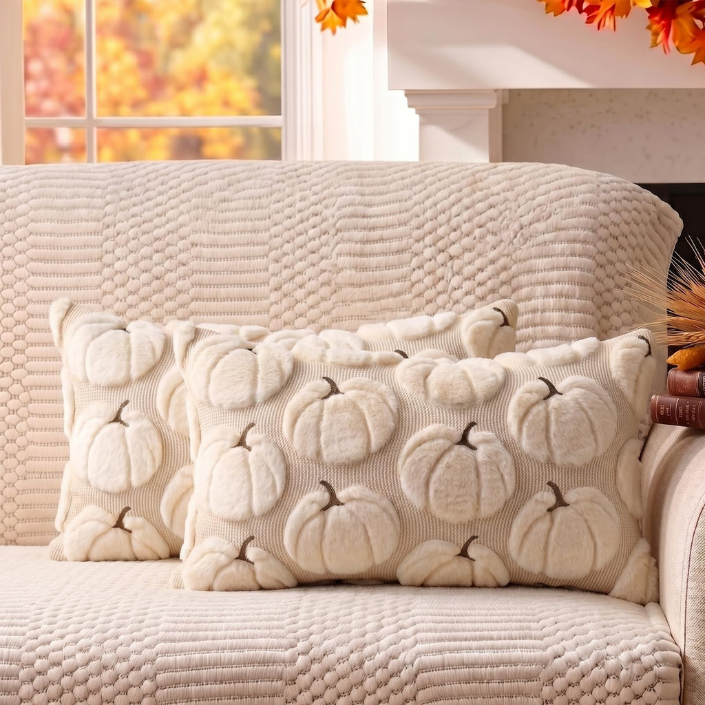Fall Pillow Covers Pumpkin Fall Decor 18x18 Set of 2 Beige