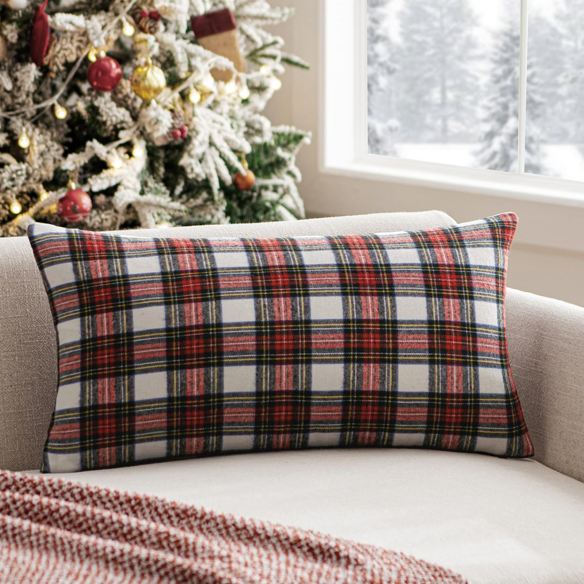 MIULEE Fall Plaid Pillow Covers Scottish Tartan 18x18 Brown