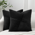 Topfinel Olive Green Decorative Throw Pillow Covers Set of 2 18x18 Inches for Couch Bed Sofa, Boho Aesthetic Home Decor, Soft Corduroy Striped Patchwork Windmill Textured Cushion Cases 45x45 cm