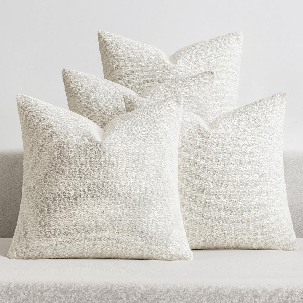 MIULEE Fall Decorative Boucle Throw Pillow Covers 18x18 Rustic Set of 4