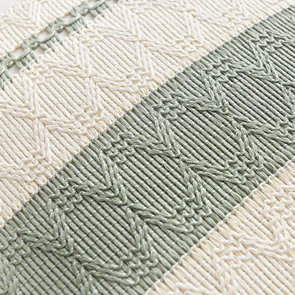 Fancy Homi Set of 1 Sage Green Boho Lumbar Decorative Throw Pillow Covers 12x20 Inch for Living Room Bedroom Couch Bed Chair, Rustic Retro Cushion Case, Bohemian Room Home Decor