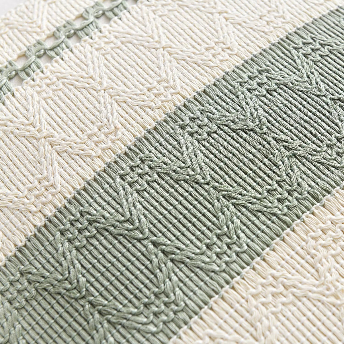 Fancy Homi Set of 1 Sage Green Boho Lumbar Decorative Throw Pillow Covers 12x20 Inch for Living Room Bedroom Couch Bed Chair, Rustic Retro Cushion Case, Bohemian Room Home Decor