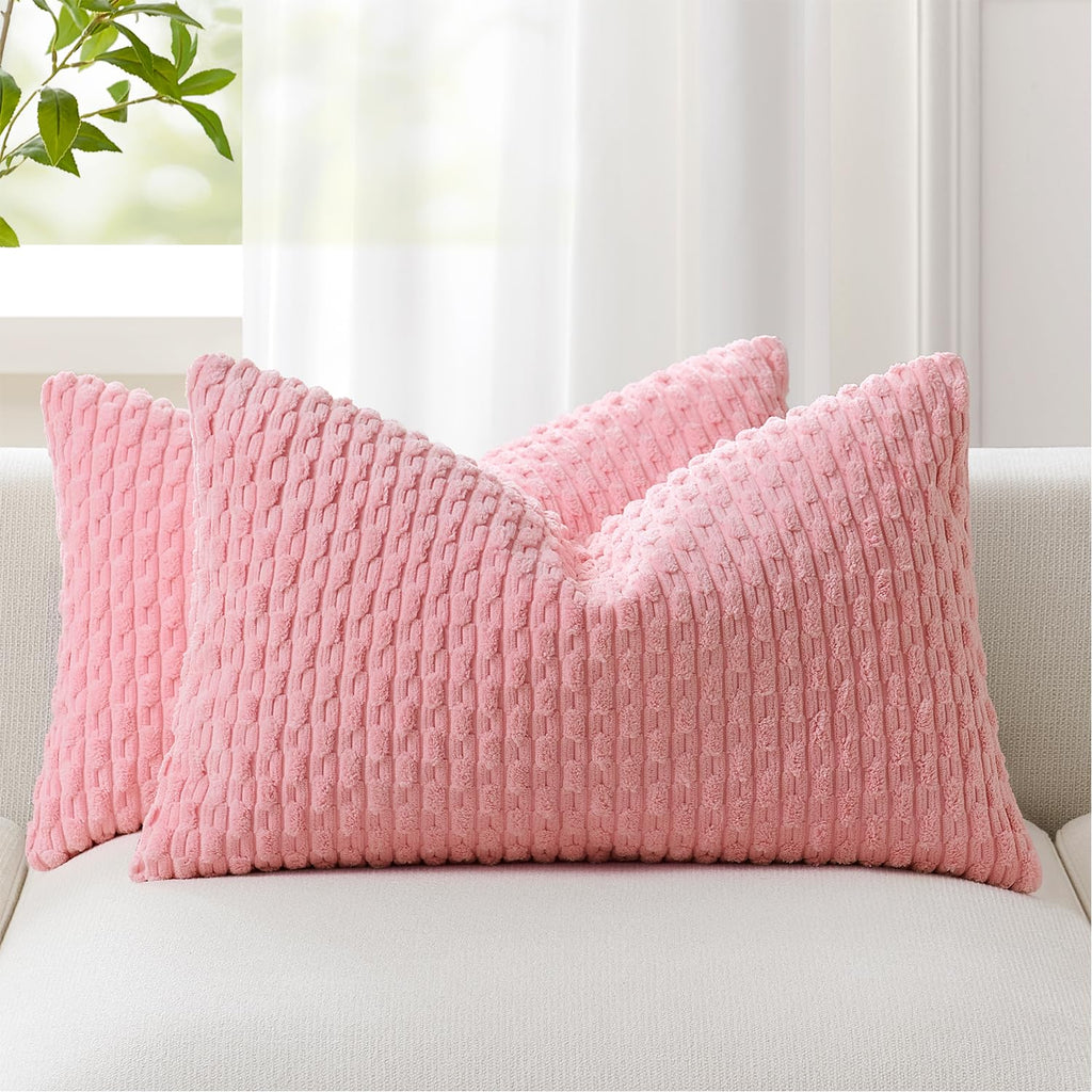 Kevin Textile Soft Corduroy 18x18 Inch Pillow Covers 2 Pack, Sage Green