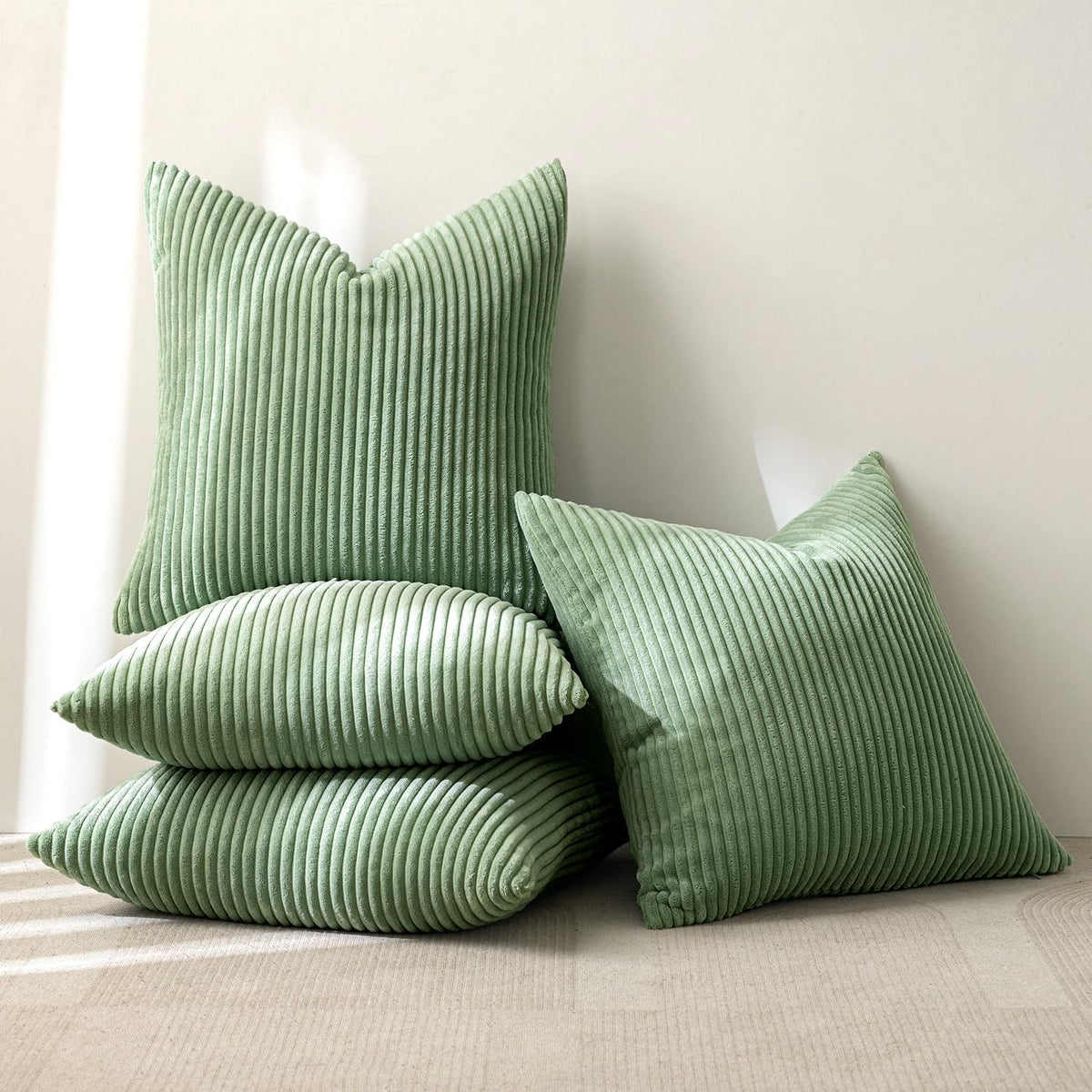 MIULEE Soft Corduroy Decorative Throw Pillow Covers Orange Teal 18x18