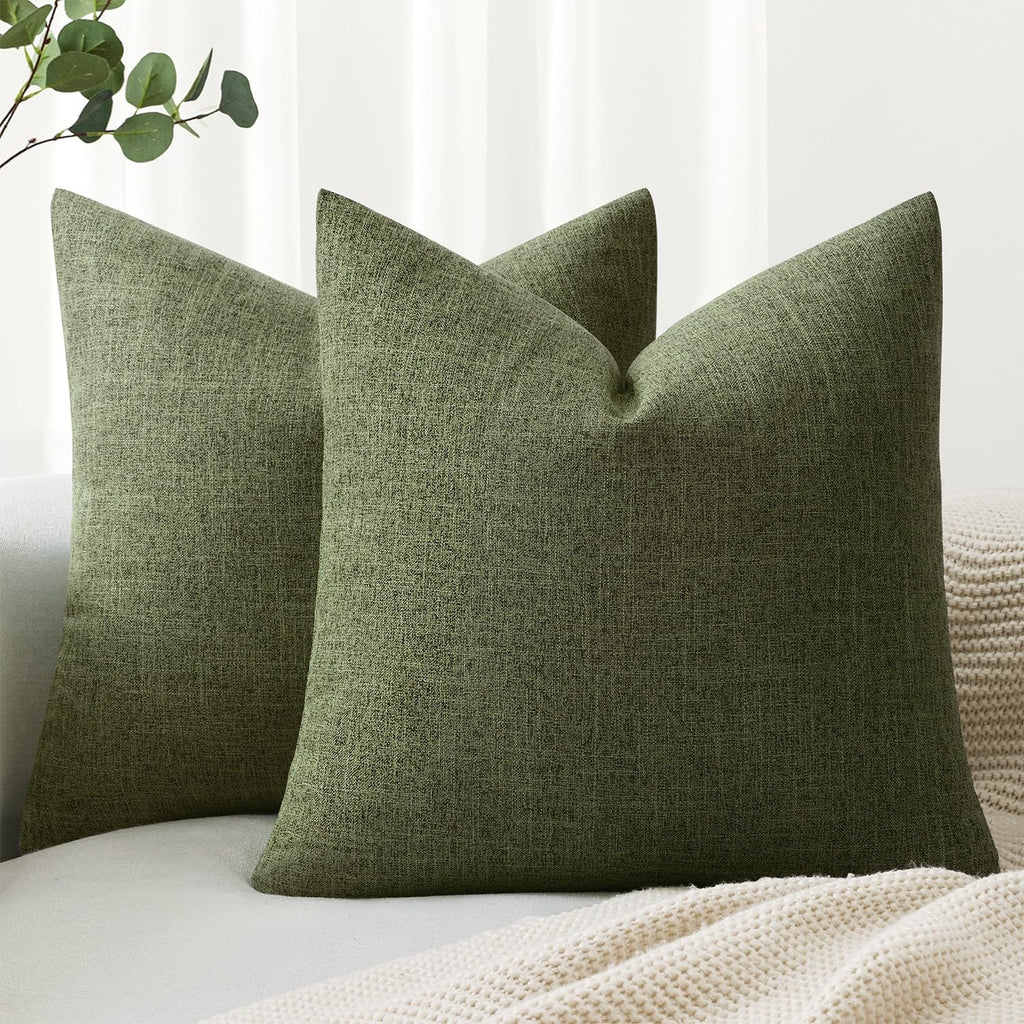 MIULEE Pack of 2 Linen Textured Pillow Covers, 18x18 Inch Light Blue