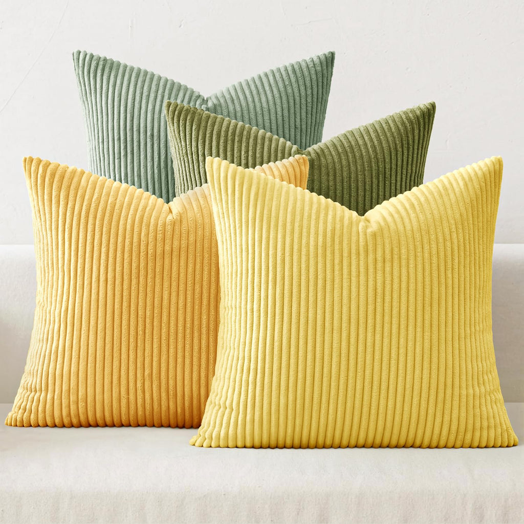 MIULEE Soft Corduroy Decorative Throw Pillow Covers Orange Teal 18x18