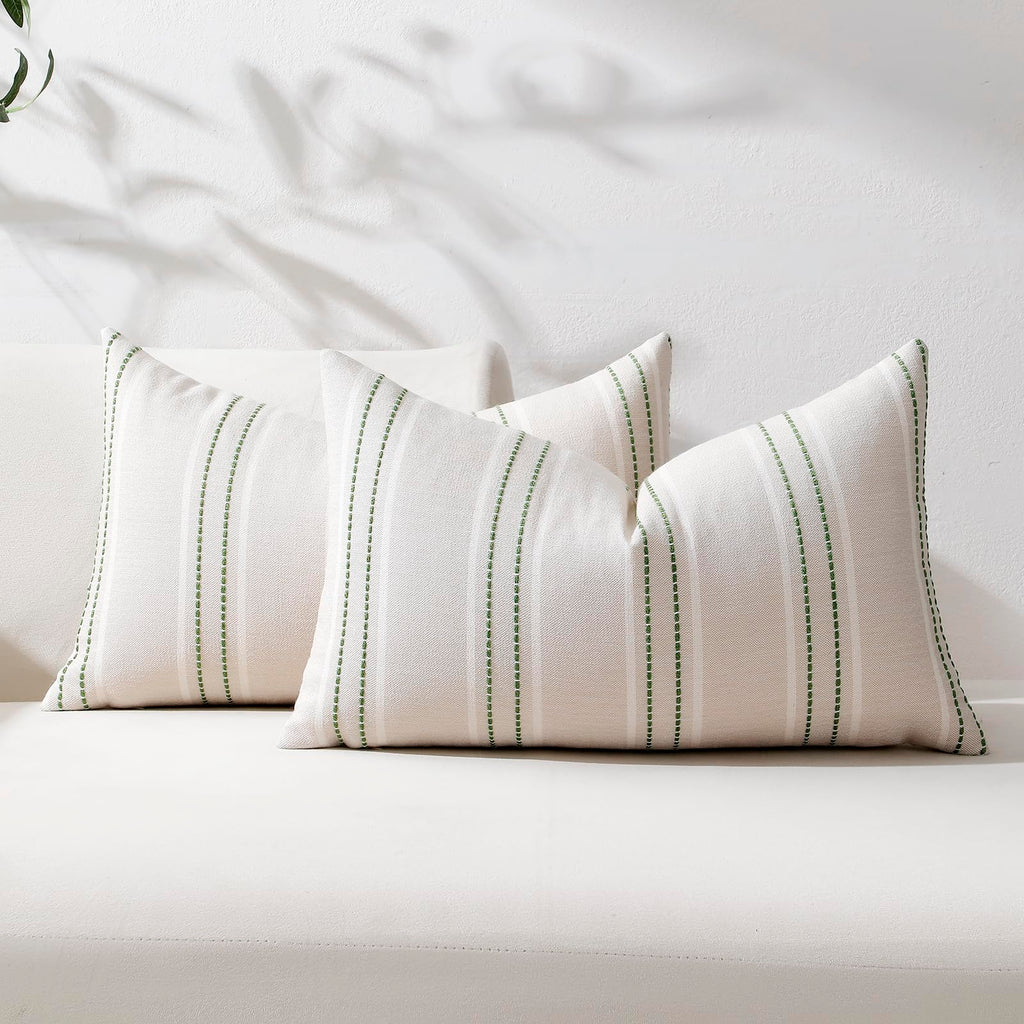 Hckot Decorative Throw Pillow Covers 20x20 Set of 2 Striped Pillow Covers