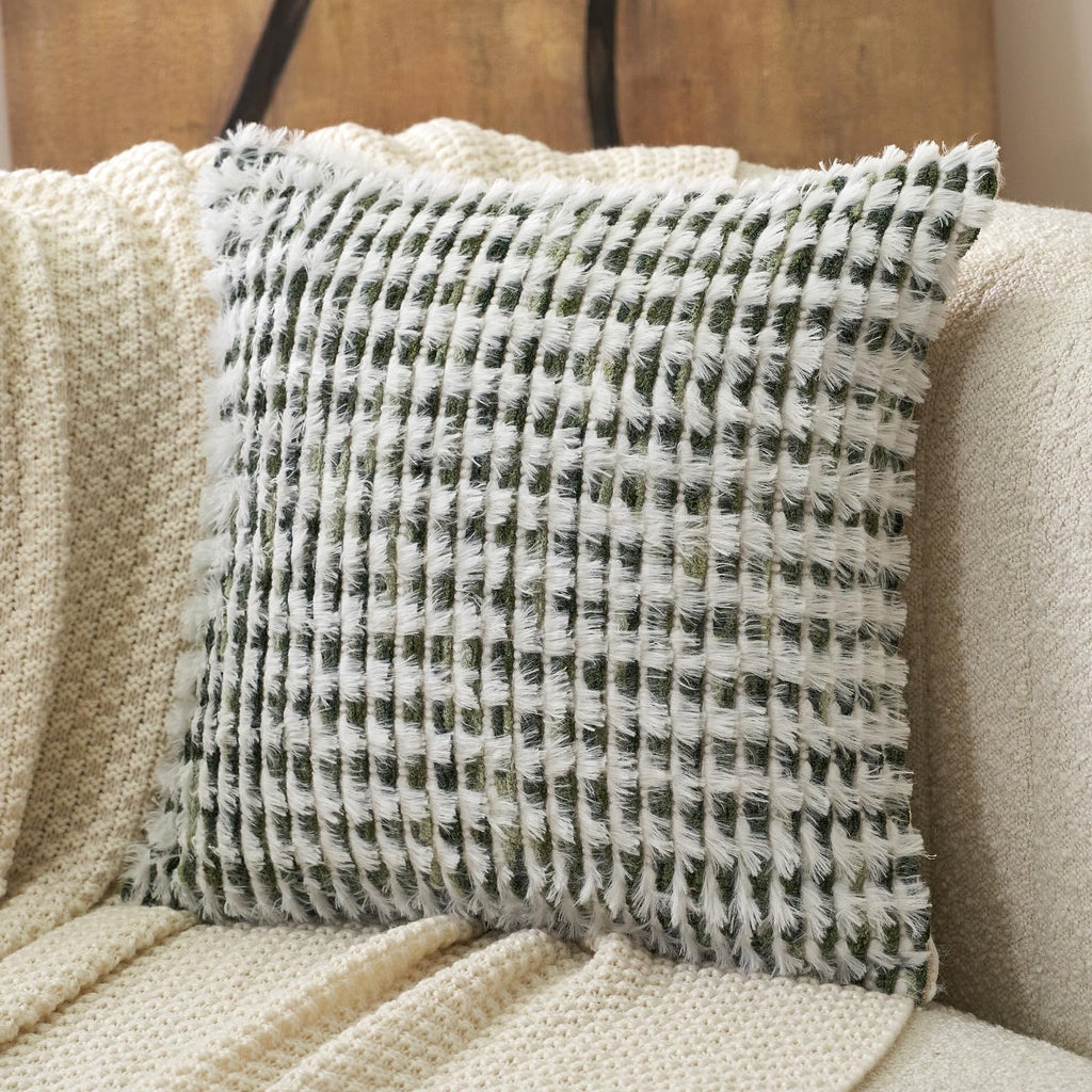 Aeckself Boho Chenille Tufted Pillow Cover 20 x 20 Inch, Decorative Square Throw Pillow Cover Neutral Pillowcase for Couch Bedroom Living Room, Orange White
