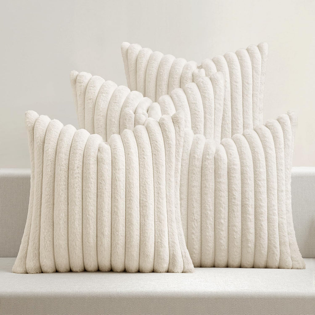 MIULEE Faux Fur Plush Decorative Throw Pillow Covers 18x18, Navy Blue